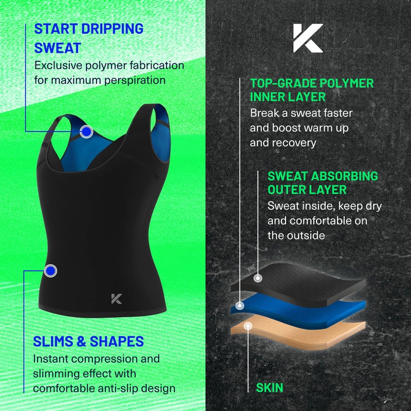Kewlioo Premium Sauna Tank Top For Women, Slimming Sauna Shirt For Women, Sweat Vest for Workouts, Yoga, Fitness Body Shaper, Sauna Suit (Black, L-XL) - Image 5